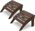 IVY&LANE Outdoor Adirondack Ottoman | Folding | Set of 2 | HDPE Wood Grain | Dark Brown | All Weather | Waterproof Patio Footrest for Adirondack Chair | Poly Lumber Foot Rest for Deck