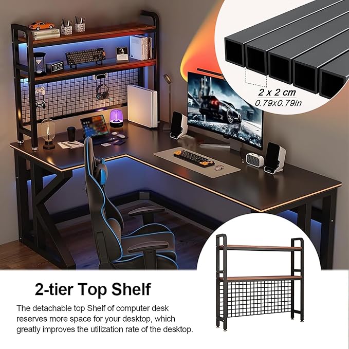 2-Tier Desktop Hutch Bookshelf Metal Desk Shelf Dorm Bookcase for Computer Desk Countertop Storage Organizer Display Rack for Office Home (White, 29.5in)