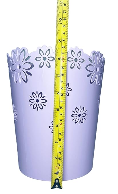 Wastebasket, Hollow Flower Shape Plastic Lidless Wastepaper Baskets Trash Can (Purple, Medium)