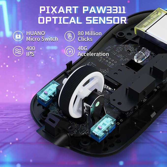 ATTACK SHARK X8SE Wireless Gaming Mouse,Adjustable 25K DPI PAW3311 Optical Sensor,Ergonomic 59g Lightweight,Triple Modes 2.4G/BT/USB-C Wired,500mAH Battery,5 Programmable Buttons for PC/Mac-White