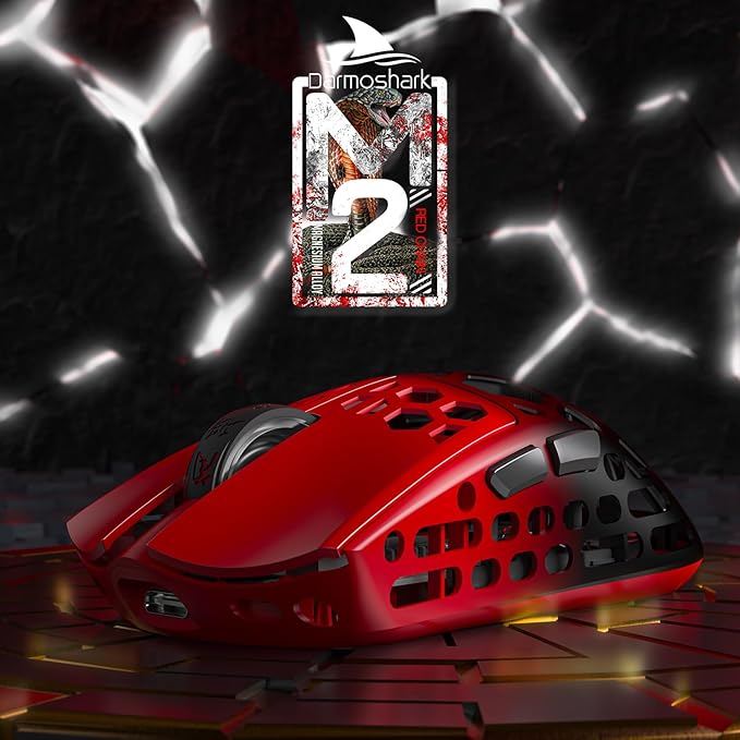 Darmoshark M2 Wireless Gaming Mouse,Tri-Mode 4K/USB-C/Bluetooth Mouse Up to 26000DPI,PAW3395 Optical Sensor Lightweight 42g,5 programmable Button 500MAh Battery Life,Computer Mouse for Laptop,PC(RED)