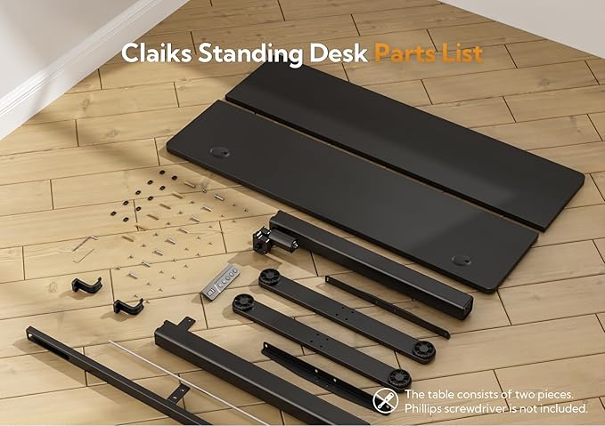Claiks Electric Height Adjustable Stand Up Desk, 32x19 Inches Sit Stand Desk for Home Office, Black Top/Black Frame