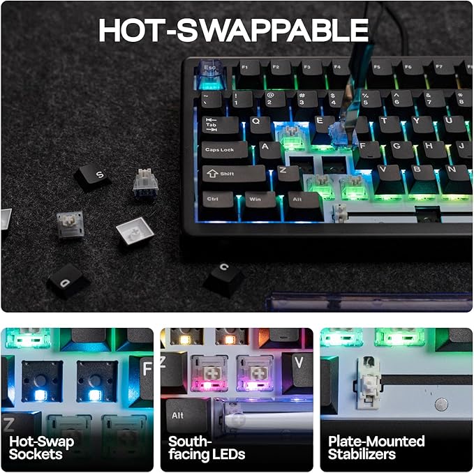 EPOMAKER HE80 Hall Effect Gaming Keyboard, 8K Polling & 32K Scan, Creamy Gasket, DKS, SOCD, Hot-Swappable, RGB Backlit, Wired Gaming Keyboard for PC & Mac (Black)