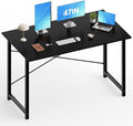 OLIXIS 47 Inch Home Office Desk, Small Computer Work Table with X-Shaped Reinforcement, Home Simple Modern Writing Study Table, Black