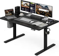 Grandder 55x32 Large Electric Standing Desk, Height Adjustable Computer Desk with 2 Memory Presets, 31.5" Deep Desktop Sit Stand Desk Home Office Desk Workstation Table with Hooks, Black