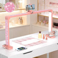 Half Moon Light for Nail Desk with Phone Holder, Large Square Nail Lamp for Desk, Professional Manicurist Desktop Lamp, LED Light Suitable for Manicures, Tattoos, and Sewing, Rhinestone Pink