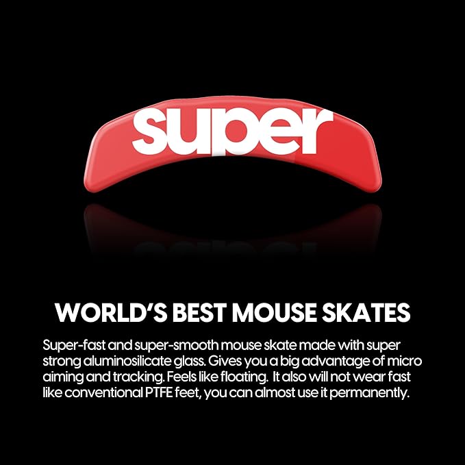 Superglide2 - New Controllable Speed Textured Surface Smoothest Mouse Feet/Glides Made with Ultra Strong Glass Smooth and Durable Sole for Razer Orochi v2 (Type-C, Red)