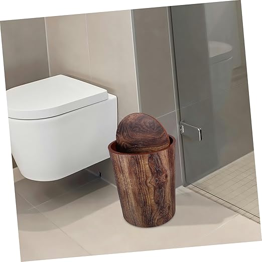 Kitchen Garbage Can Lid Slim Trash Can for Bathroom Rotating Lid Room Waste Basket