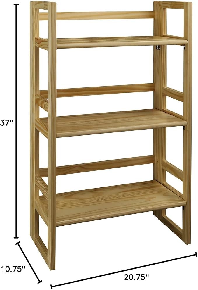 3-Shelf Folding Student Bookcase 20.75" Wide-Natural