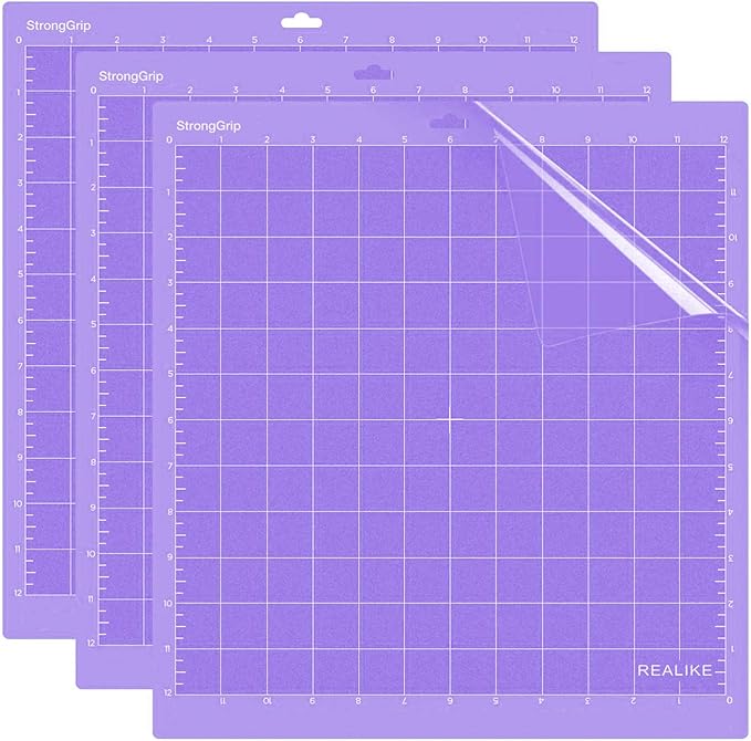 REALIKE 12X12 StrongGrip Cutting Mats for Silhouette Cameo 5/4/3/2/1(3 Mats) Gridded Adhesive Non-Slip Cut Mat for Crafts, Quilting, Sewing, Scrapbooking and All Arts