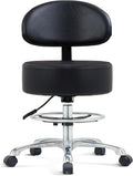 Ergonomic Drafting Stool with Backrest, 400LB Heavy Duty Hydraulic Stool, 19-25 Inch Adjustable Height Rolling Stool Chair with Lumbar Support for Standing Desk, Salon, Tattoo, Kitchen, Home Office