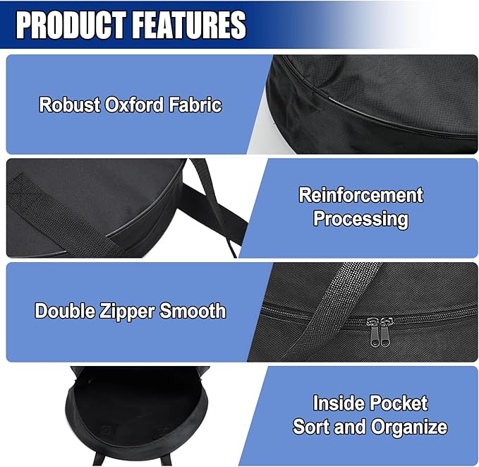 16 Inch Round Cable Organizer Bag, 600D Oxford Cloth Waterproof Jumper Cable Storage Bag, Universal EV Charging Cord Management Accessories for RV Sewer Pipe, Electrical Cords