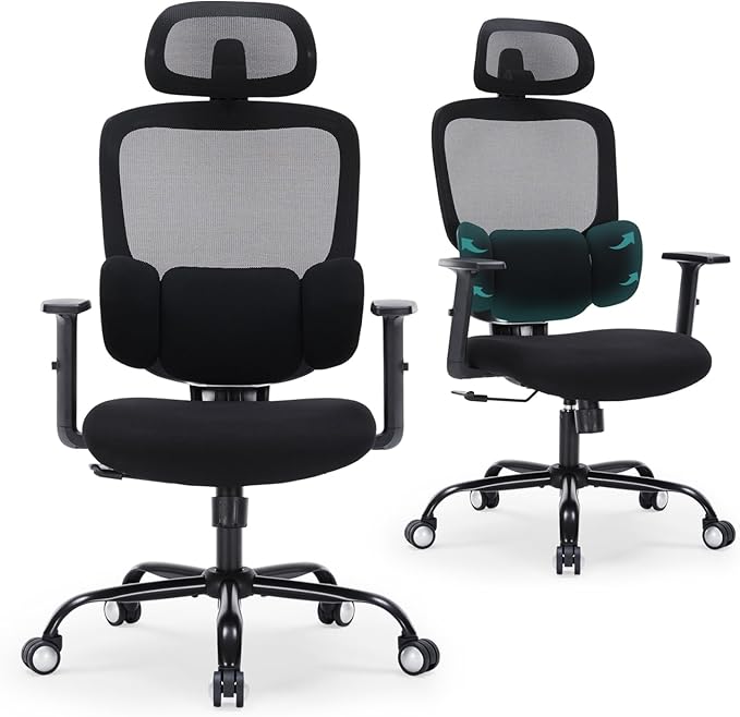 Ergonomic High-Back Mesh Office Chair with Lumbar Support & Headrest