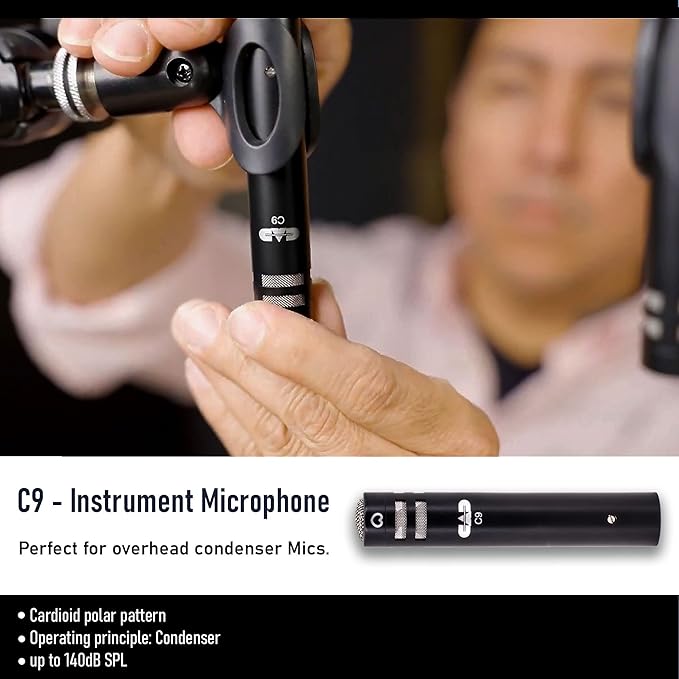 CAD Audio Stage7 Premium 7-Piece Drum Instrument Mic Pack with Vinyl Carrying Case + 7 On Stage Microphones Cables, 20 Feet