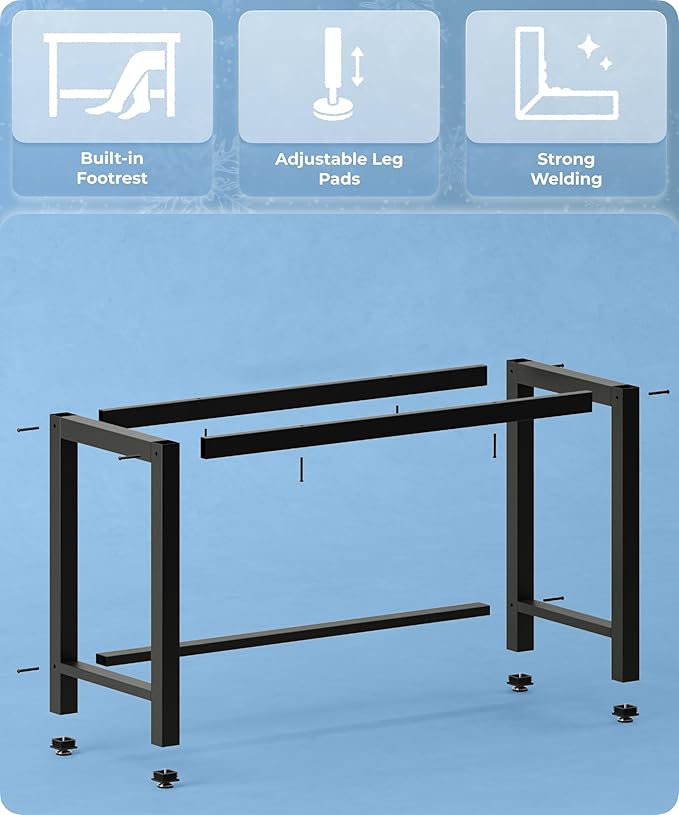 43" Home Office Desk Modern Computer Desk 43.3x23.6x29.5 inches PC Table with Thicken Frame Industrial Style Sturdy Metal Frame Furniture for Writing Gaming Marble White+Black