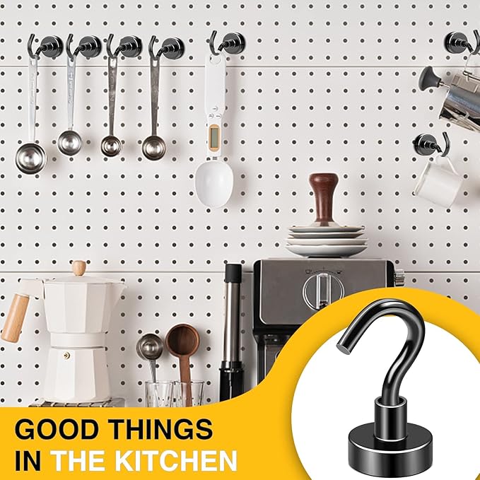 DIYMAG Magnetic Hooks, 28pack Magnet Hook Essentials Strong Heavy Magnetics for Kitchen Refrigerator Hanging Classroom Cruise Cabins Locker Accessories Cubicle Black
