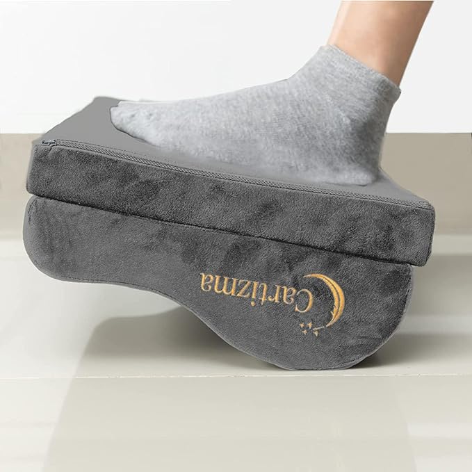 Ergonomic Foot Rest Under Desk - Non-Slip, Adjustable, Washable Covers for Pain Relief - Office, Home & Travel (Grey)