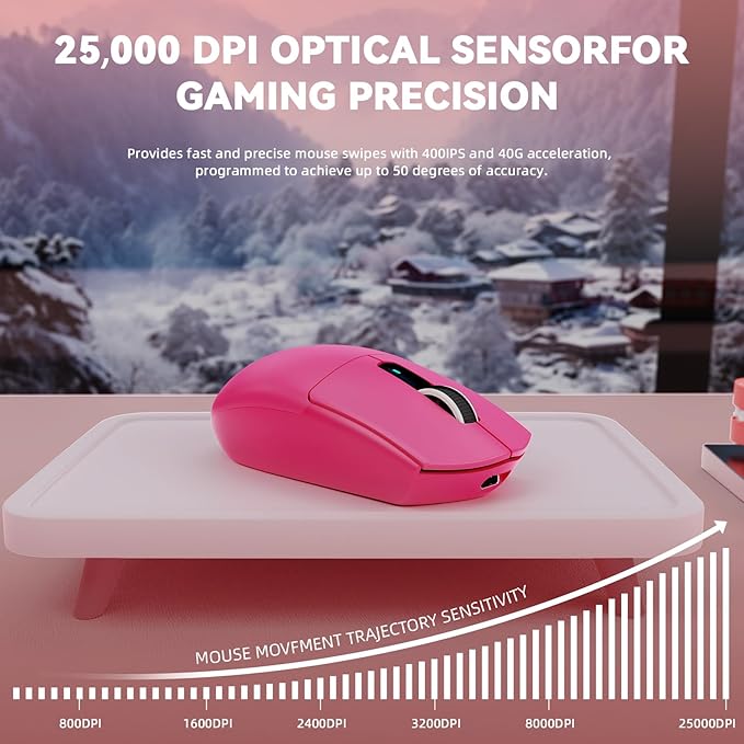 MAMBASNAKE ATTACK SHARK G3PRO Wireless Gaming Mouse,Tri-Mode, Bluetooth/2.4G/USB, 59g Ultra Lightweight,25K DPI,100M Clicks Switches,RGB Magnetic Charging Dock,PAW3311 Sensor,BK52820 Chip-Red