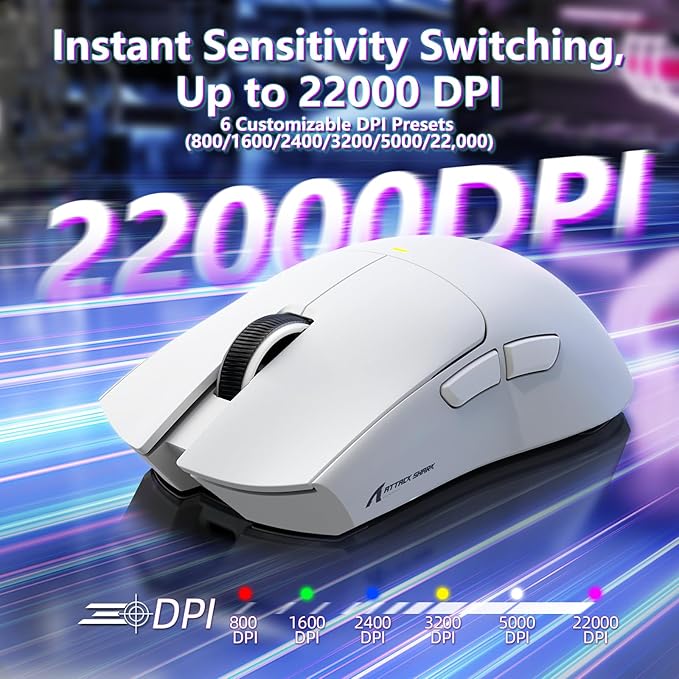 MAMBASNAKE Attack Shark X11SE Lightweight Wireless Gaming Mouse, Tri-Mode 2.4G/USB-C Wired/BT, 22K DPI, PAW3311 Optical Sensor, 59g, 5 Programmable Buttons, 300mAh Battery for PC/Mac(White)