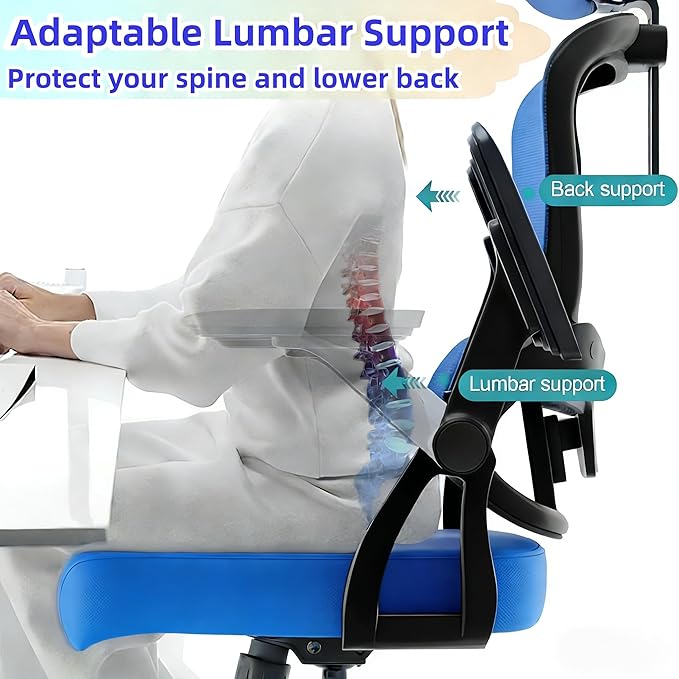Ergonomic Office Chair - 350LB Comfy Desk Chairs with Adjustable Headrest and Lumbar Back Support, Mesh Computer Chairs with Wheels and Arms for Home Office, Study