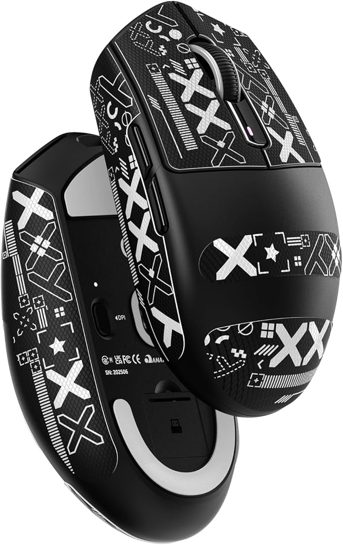 MAMBASNAKE ATTACK SHARK G3 Wireless Gaming Mouse with Tri Mode Wired/2.4Ghz/BT,59g Ultra-Lightweight,25000 DPI,1000 Polling,PixArt PAW3311 Sensor,500mAh Battery,Programmable for PC Win Mac(Black+Tape)