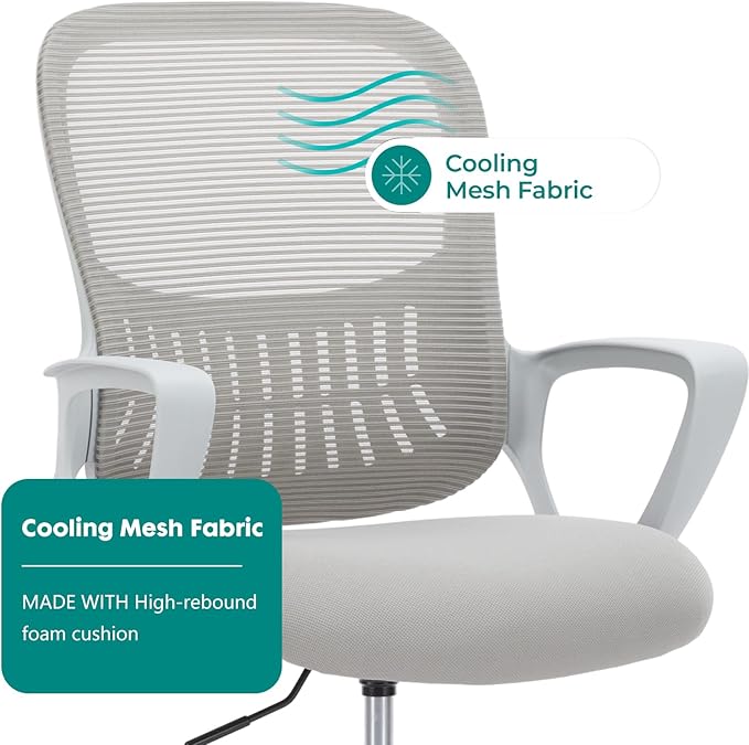 DUMOS Drafting Chair - Ergonomic Tall Office for Standing Desk, Counter with Height Adjustable and Comfortable Lumbar Support, Fixed Armrests, Grey