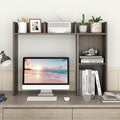 Desktop Bookshelf, 3-Tier Desk Hutch Shelf with 5 Display Rack for Computer Desk, Desk Organizer Shelves for Top of Desk, Dorm, Home, Office (Grey)