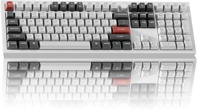Keychron Q6 Ultra 8K Polling Rate Aluminum Wireless Mechanical Keyboard, 2.4 GHz/Bluetooth/Wired Full-Size Custom RGB, Hot-Swappable Silk POM Red Switch for Mac Windows Linux - White