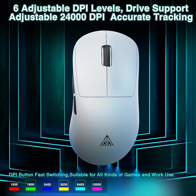 CORBOBO SOLAKAKA SM850 - Wireless Gaming Mouse - Programmable Buttons,24000 DPI Adjustable, Lightweight, Ergonomic Computer Wireless Mouse, BT5.1/2.4G/Wired, PC Gaming & Office Mice for Win/Mac/Linux