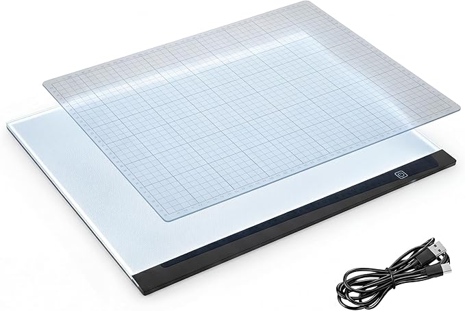 Yinder A3 LED Tracing Light Pad with Translucent Self-Healing Cutting Mat – Adjustable Brightness Light Board for Drawing, Sewing, Quilting & Diamond Painting (13" x 19")