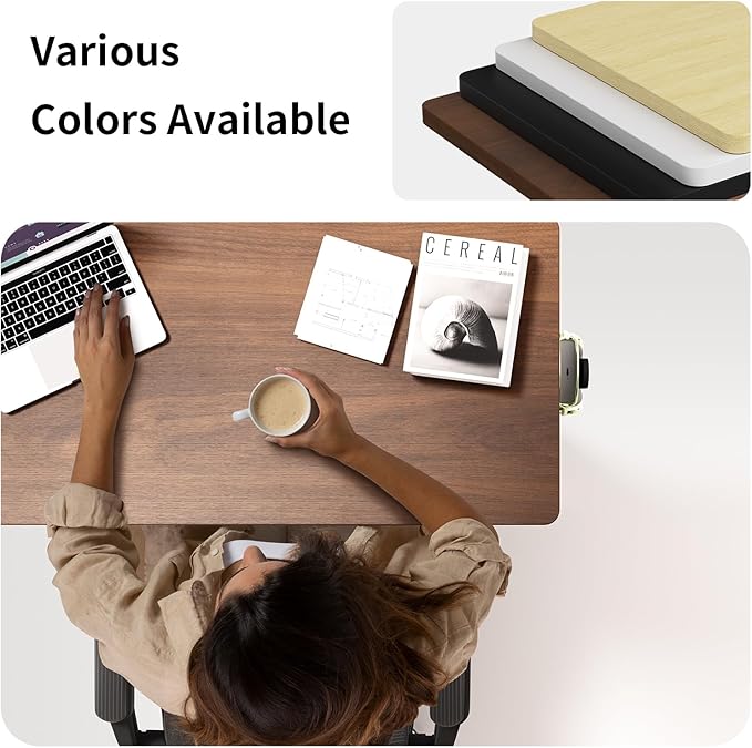 WALKINGDESK Mobile Walking Pad Desk with Wheels, Pneumatic Small Rolling Standing Desk Riser Height Adjustable (28-43.7") for Treadmill, Portable Computer Table for Home Office, Black Walnut