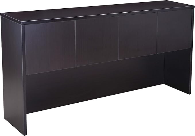 Boss Office Products Holland 71" Executive Desk and Credenza with 2 File Storage Pedestal and Hutch, Mocha