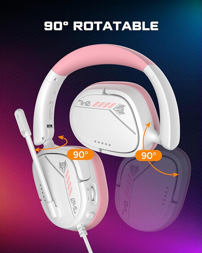 NUBWO HG04L Gaming Headset for PS5/PS4, Xbox Series X|S/Xbox One, Switch – 250g Lightweight, Clear Unidirectional Mic, Soft Memory Earmuffs, 3.5mm Jack for Gaming & Work - Pink