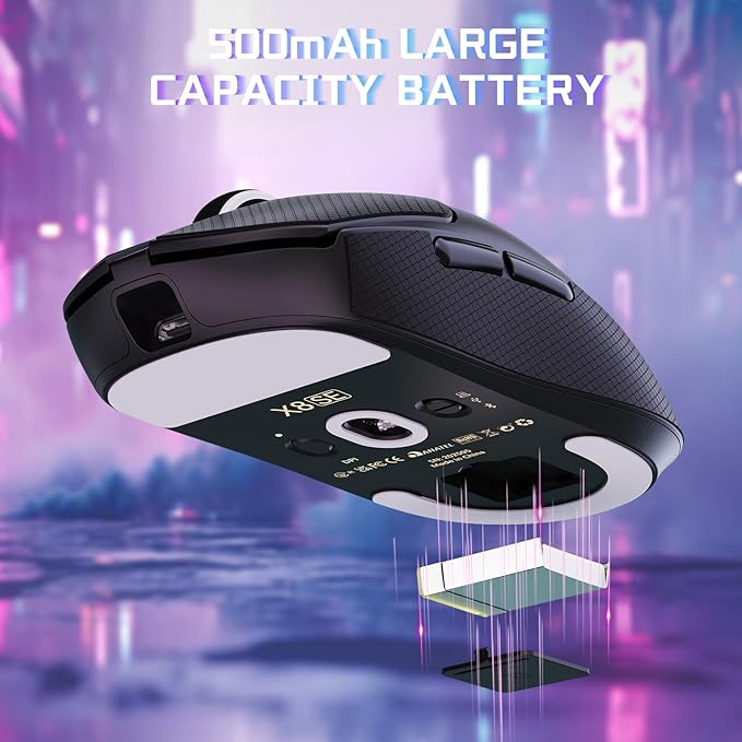 ATTACK SHARK X8SE Wireless Gaming Mouse,Adjustable 25K DPI PAW3311 Optical Sensor,Ergonomic 59g Lightweight,Triple Modes 2.4G/BT/USB-C,500mAH Battery,5 Programmable Buttons for PC/Mac-Black&Griptape