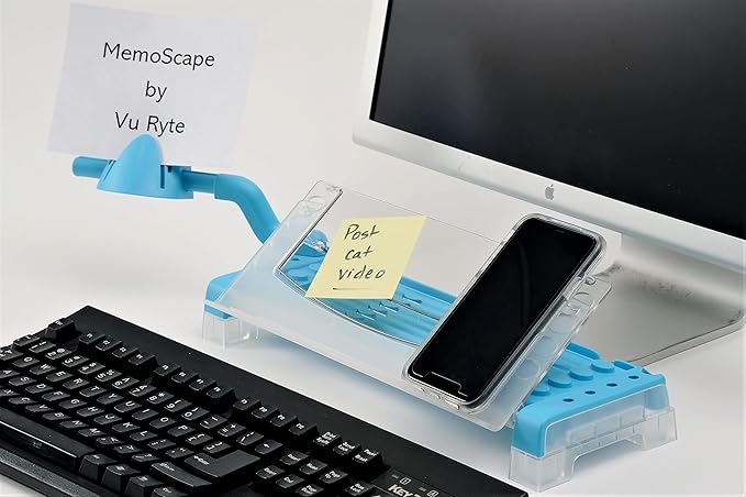 MemoScape Adjustable in-Line Document Holder for Typing | Reduce Neck Strain, Improve Focus, Boost Desk Organization, and Workflow | Paper Holder Stand for Desk and Home Office - Sky Blue (VUR 4020)