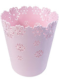 Wastebasket, Hollow Flower Shape Plastic Lidless Wastepaper Baskets Trash Can (Pink, Mini)