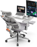 Newtral Ergonomic Office Chair, Auto-Following Lumbar Support Desk Chair with Footrest (Grey, 5D Headrest +Laptop Tray)