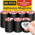 Peel-&-Stick Flexible Adhesive Magnets – 60 pcs (0.8"x0.12") Magnetic Dots for Office Supplies, Whiteboard, Crafts, Fridge, & School Projects