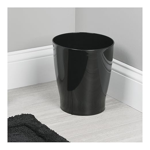 iDesign Small Round Bathroom Trash Can - Ideal for Bathroom or Office, Set of 4, Black, Made in USA