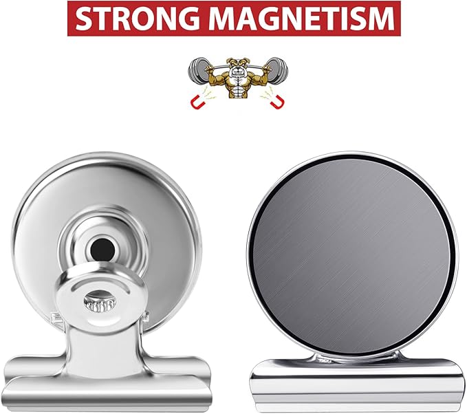8 Pack Fridge Magnets Refrigerator Magnets Magnetic Clips Perfect for Refrigerator Whiteboard Magnets Photo Displays Home School Use Heavy Duty Magnetic Clips (Silver)