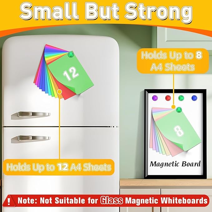 20 Pcs Fridge Magnets, Refrigerator Magnets, Small Strong Magnets, Whiteboard Magnets for Fridge, Magnetic Push Pins for Locker, Kitchen Decor and Accessories, Office, Classroom Organization