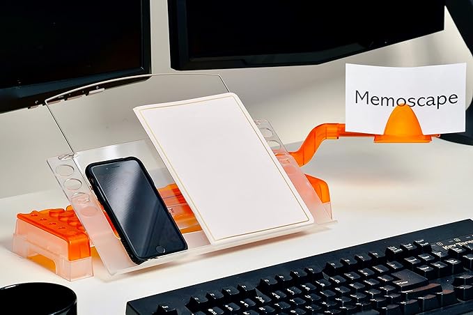 MemoScape Adjustable in-Line Document Holder for Typing | Reduces Neck Strain, Improves Focus, Boosts Desk Organization, and Workflow | Paper Holder Stand for Desk and Home Office - Orange (VUR 4060)