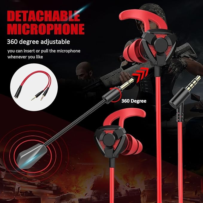 Gaming Headset with Microphone Wired Gaming Earbuds PC for One PS4 PS5 Nintendo Switch PlayStation 5 Games Mobile Phone,Detachable Earphones Noise Cancelling Gaming Headphones with Mic