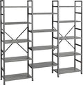 SUPERJARE Triple Bookshelf, Bookcase with 14 Open Display Shelves, Wide Book Shelf Book Case for Home & Office, 5 Tier, Grey