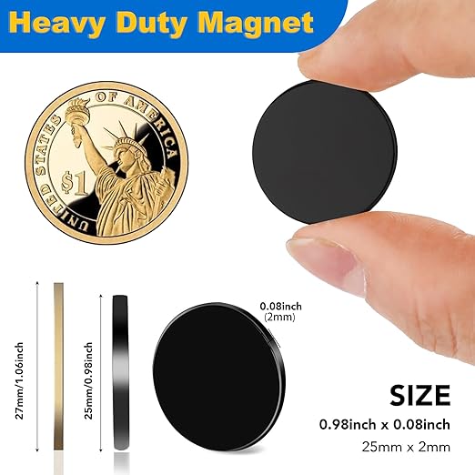 LOVIMAG 30 Pack Strong Magnets, Black Magnets with Adhesive Backing, Rare Earth Magnet Heavy Duty for Fridge, White Board, Office, Scientific, Tool Room - 0.98x0.08inch