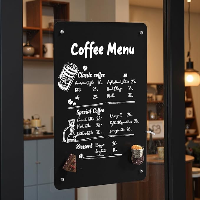 FANXIYQ Magnetic Board for Wall with 4 Expansion Screws & 4 Paste Hooks - Durable Metal Bulletin Board for Home/Office Organization, Display Souvenir Magnets, Photos & Notes