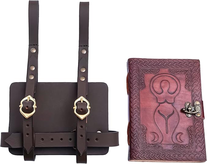 Lord of Battles Adventurer's Book or Diary Holder Handcrafted from Genuine Leather 13x18cm (Leather Journal with Brown Holder)