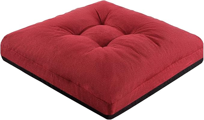 Recliner Cushions, 20x20x5 Inch Double Layer Design Chair Cushion, Soft Tufted Thickened Seat Cushions for Elderly, Wine Red