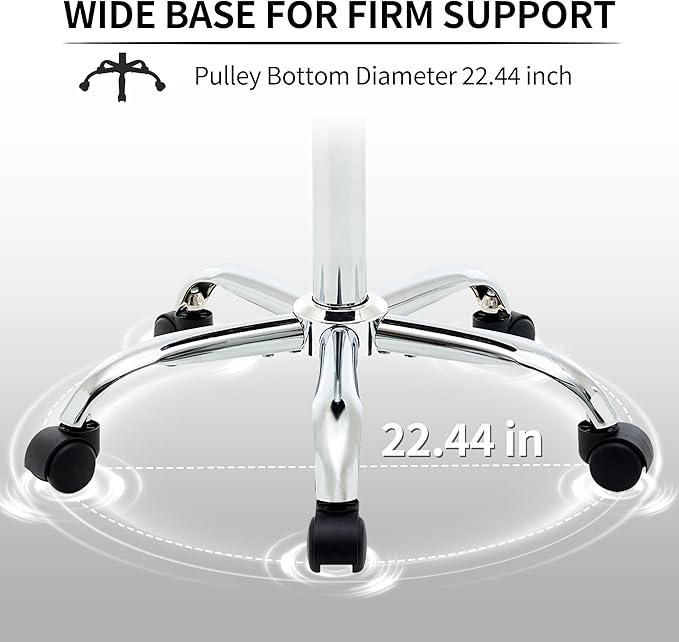 FIRAVOE Drafting Stool, Adjustable Office Chair 19.5"-26.6", Gray Work Stools with Wheels (Gray)