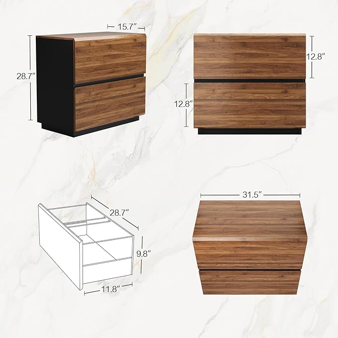 ModernMate Furniture Sets, 63" Standing Desk with 59" Bookshelf and 2 Drawer lateral File Cabinet, Home Office Furniture Set, Black Walnut
